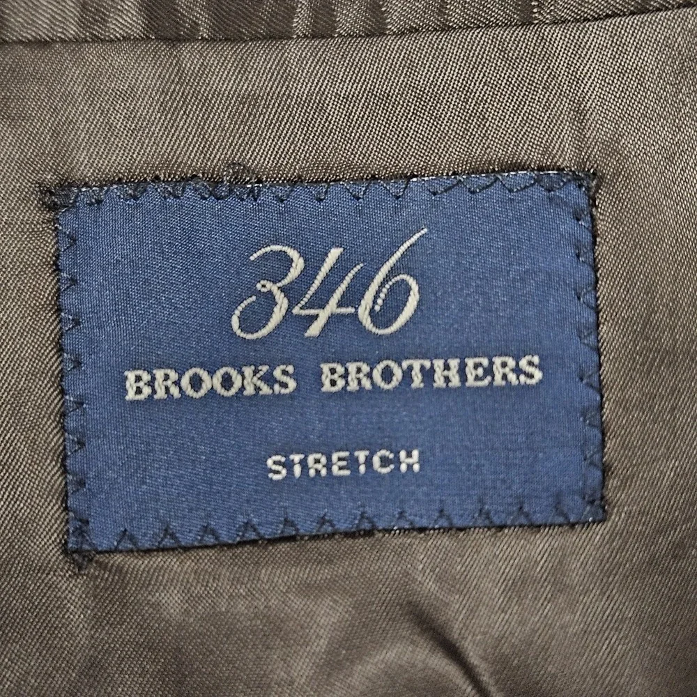 Brooks Brothers Suit Men 46L Brown 346‎ Stretch Houndstooth 2-Button Pleat 37x30